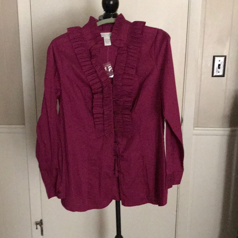 Soft surroundings Tuxedo Collar button down Size M